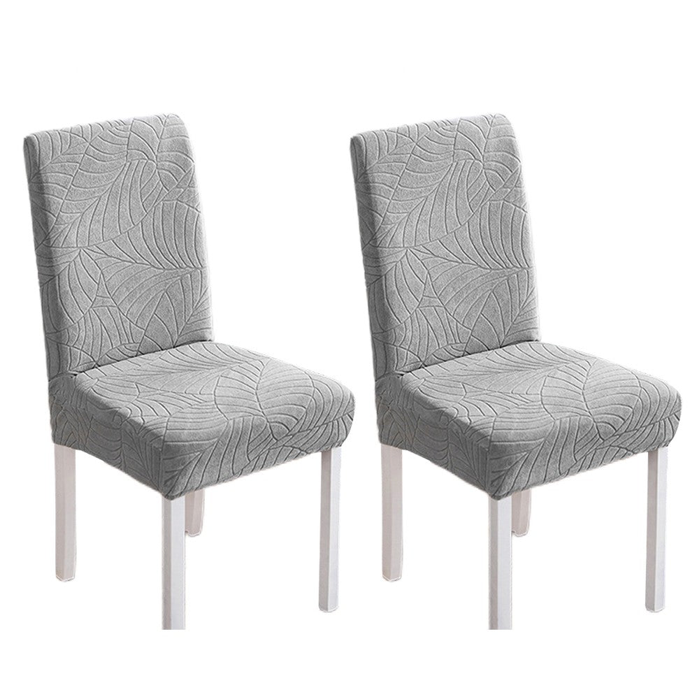 2X Stretch Dining Chair Cover Water Resistant Elastic Chair Slipcover Light Grey