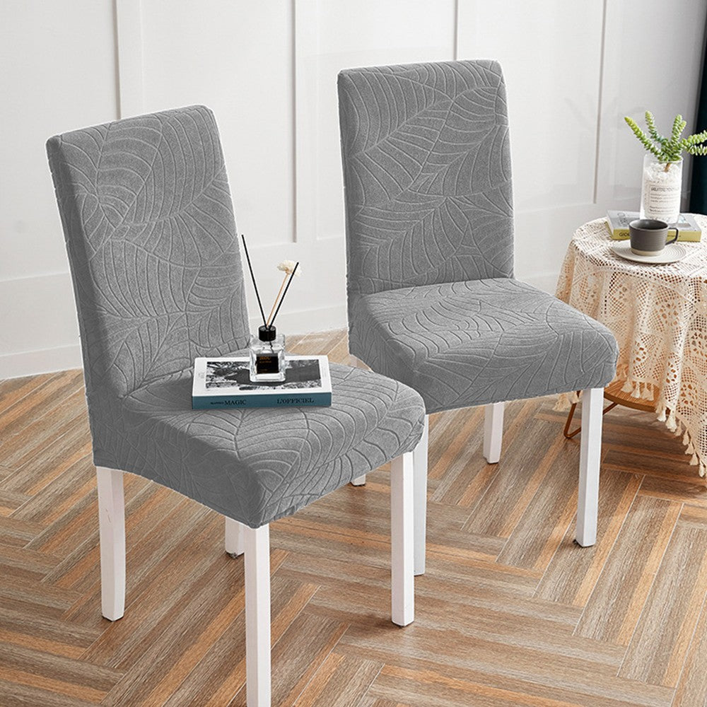 2X Stretch Dining Chair Cover Water Resistant Elastic Chair Slipcover Light Grey