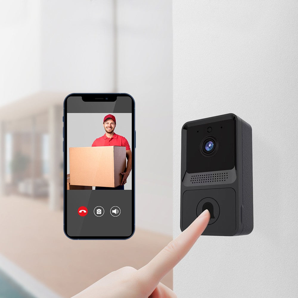Wireless Doorbell WiFi Night Vision Safety Doorbell with Dingdong Machine Black