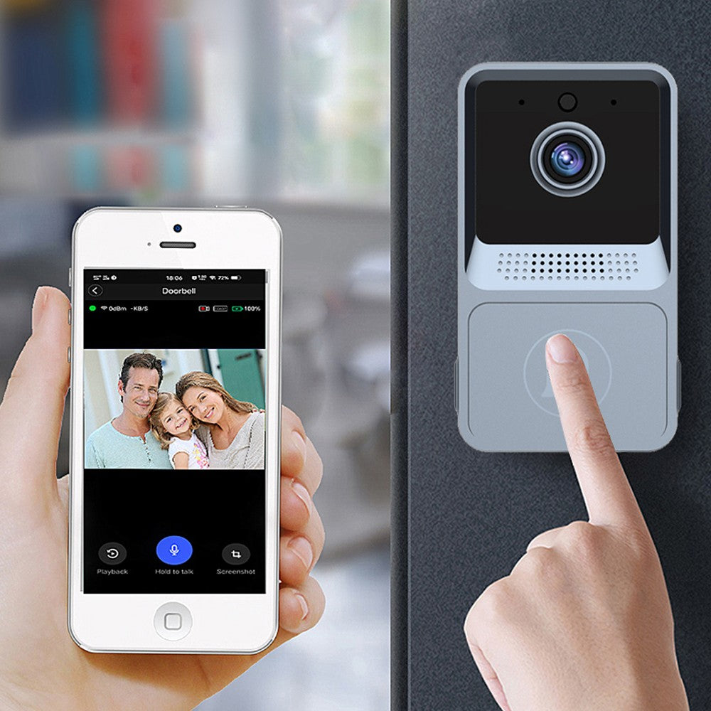 Wireless Doorbell WiFi Night Vision Safety Doorbell with Dingdong Machine Grey