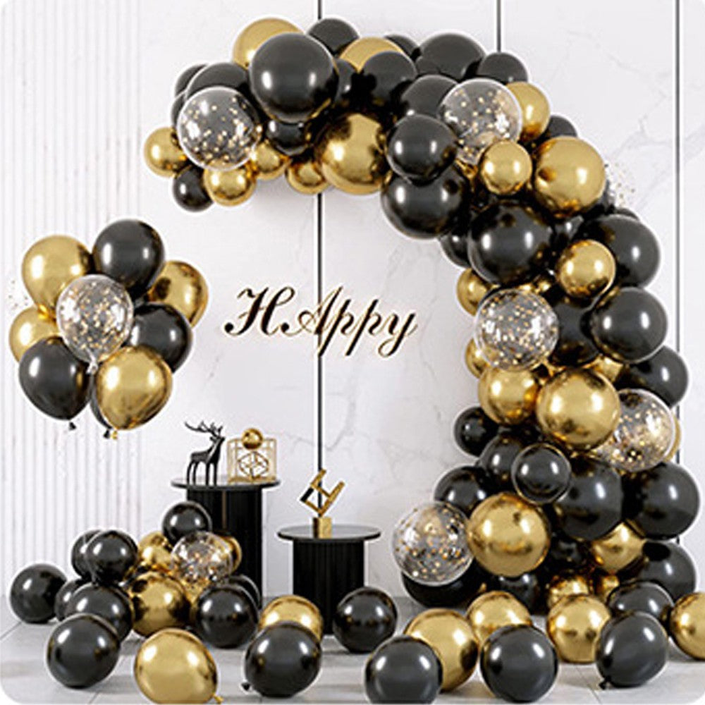 Set of 110Pcs Inflatable Black Gold Balloon Set Birthday Wedding Party Decor