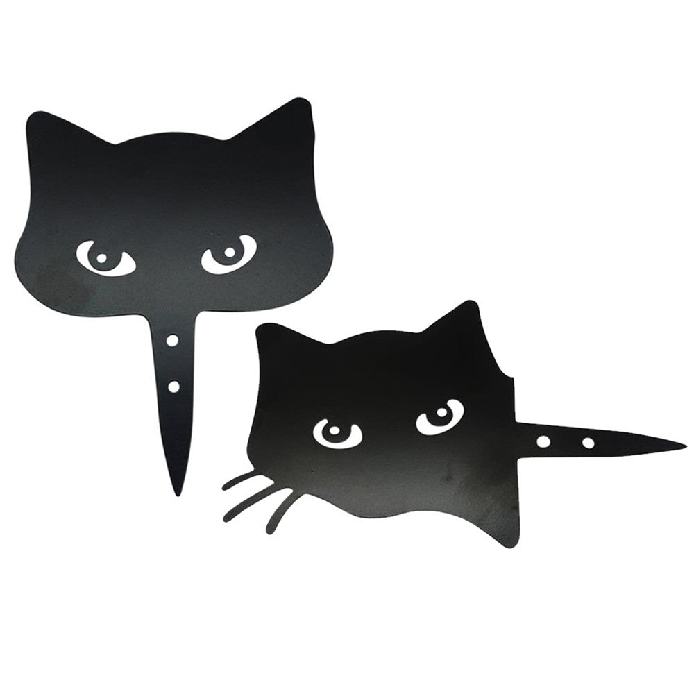 2Pcs Garden Iron Cat Peeping Silhouette Stake Cat Yard Art Statue Decor