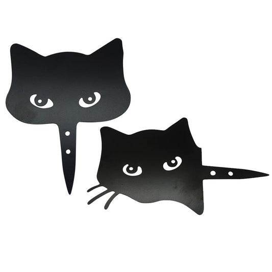 2Pcs Garden Iron Cat Peeping Silhouette Stake Cat Yard Art Statue Decor