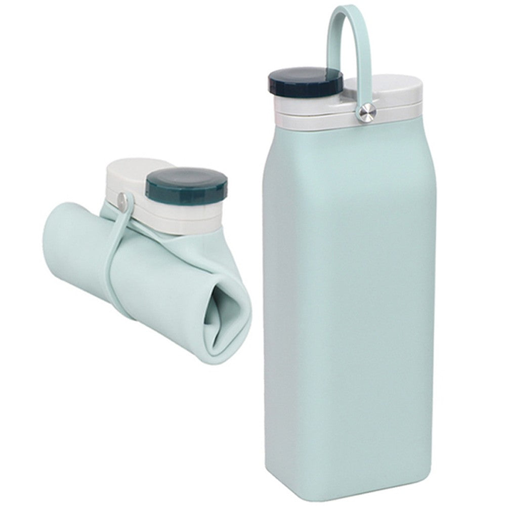 600ml Collapsible Silicone Water Bottle Reusable Leakproof Water Bottle Green