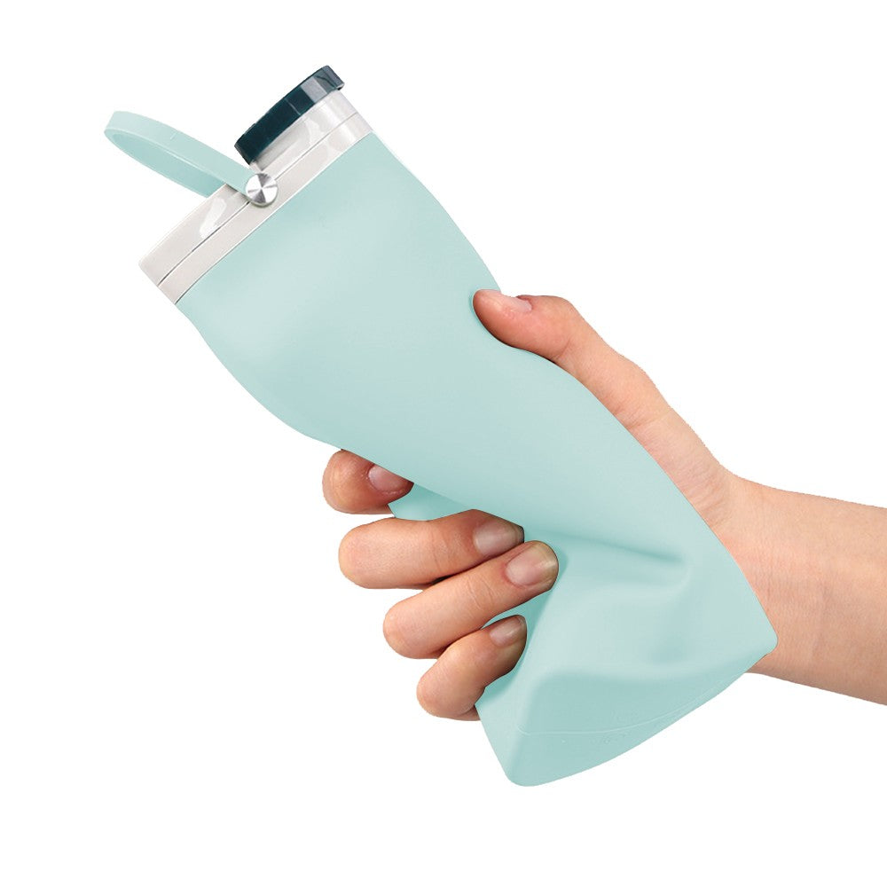 600ml Collapsible Silicone Water Bottle Reusable Leakproof Water Bottle Green