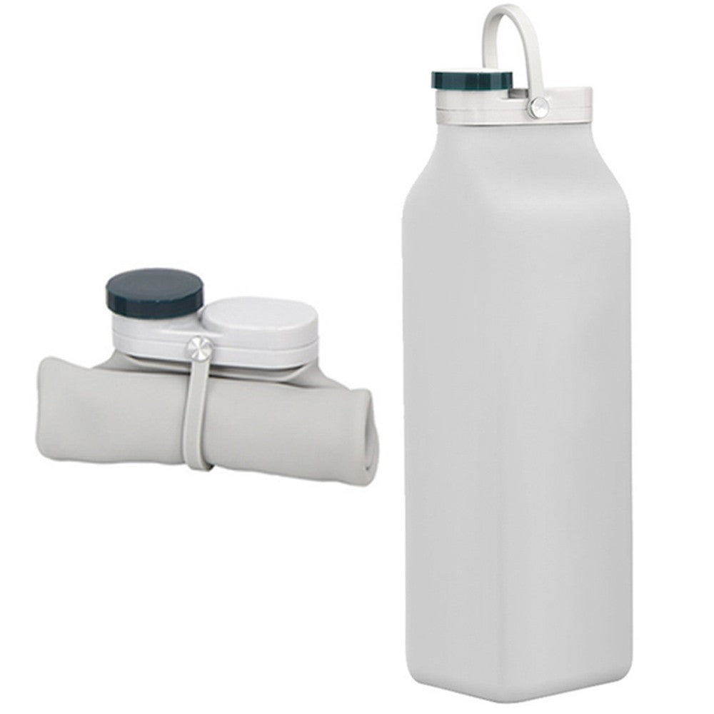 600ml Collapsible Silicone Water Bottle Reusable Leakproof Water Bottle Grey