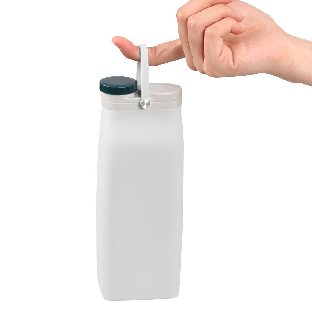 600ml Collapsible Silicone Water Bottle Reusable Leakproof Water Bottle Grey