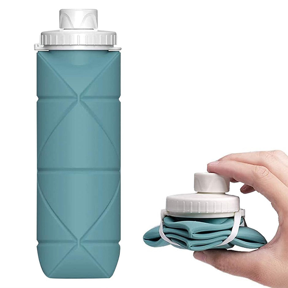 600ml Collapsible Silicone Water Bottle Reusable Leakproof Water Bottle Green
