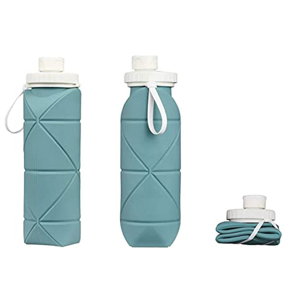 600ml Collapsible Silicone Water Bottle Reusable Leakproof Water Bottle Green