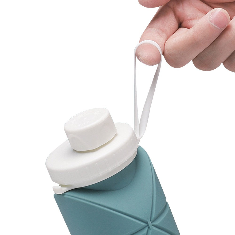 600ml Collapsible Silicone Water Bottle Reusable Leakproof Water Bottle Green