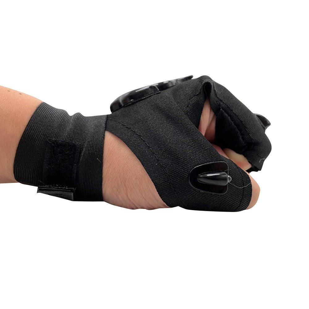 Pair of Rechargeable LED Flashlight Gloves Outdoor Night Fishing Gloves