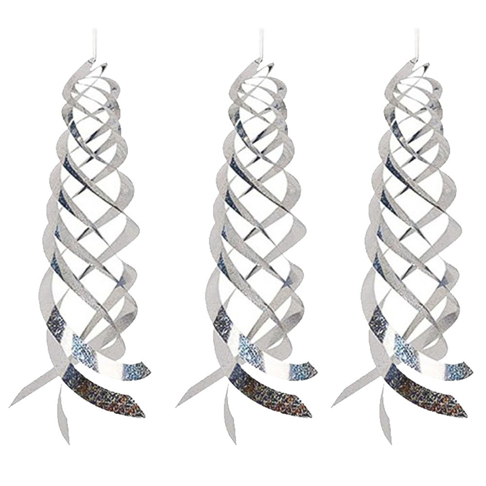 3Pcs Silver Rotating Reflective Bird Repellent Bird Scare Rods Spiral Scare Tool