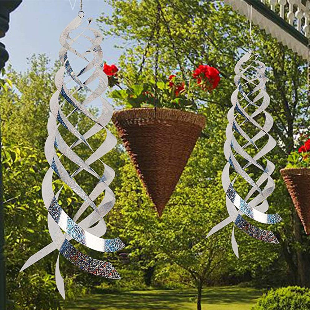 3Pcs Silver Rotating Reflective Bird Repellent Bird Scare Rods Spiral Scare Tool