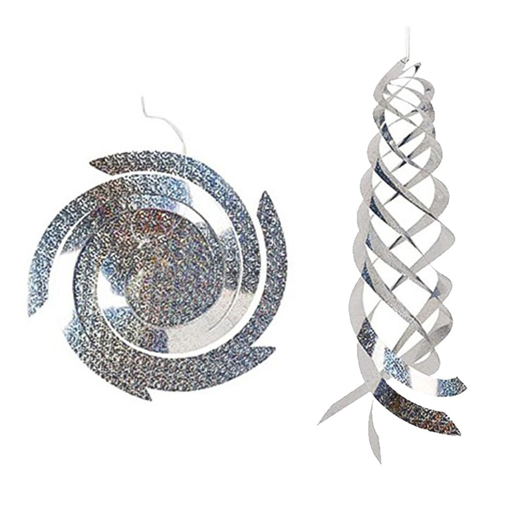 3Pcs Silver Rotating Reflective Bird Repellent Bird Scare Rods Spiral Scare Tool