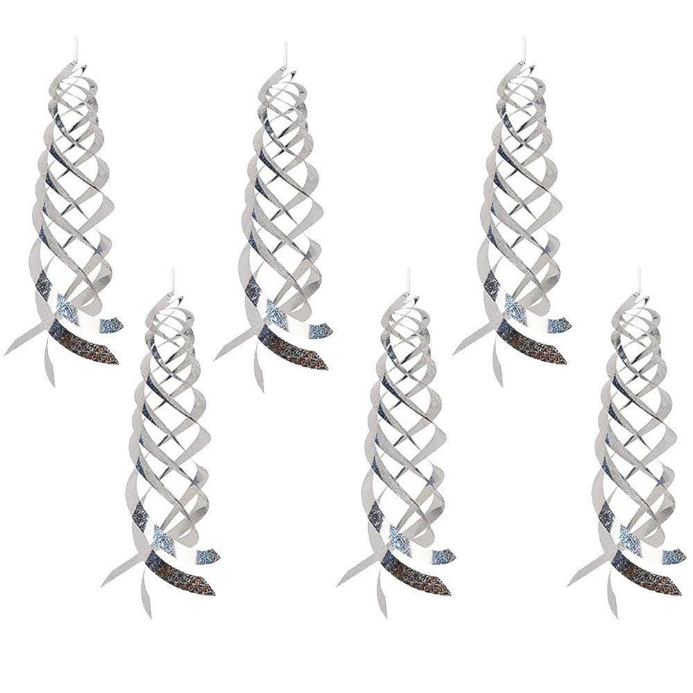 6Pcs Silver Rotating Reflective Bird Repellent Bird Scare Rods Spiral Scare Tool