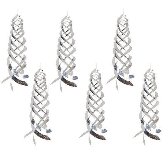 6Pcs Silver Rotating Reflective Bird Repellent Bird Scare Rods Spiral Scare Tool