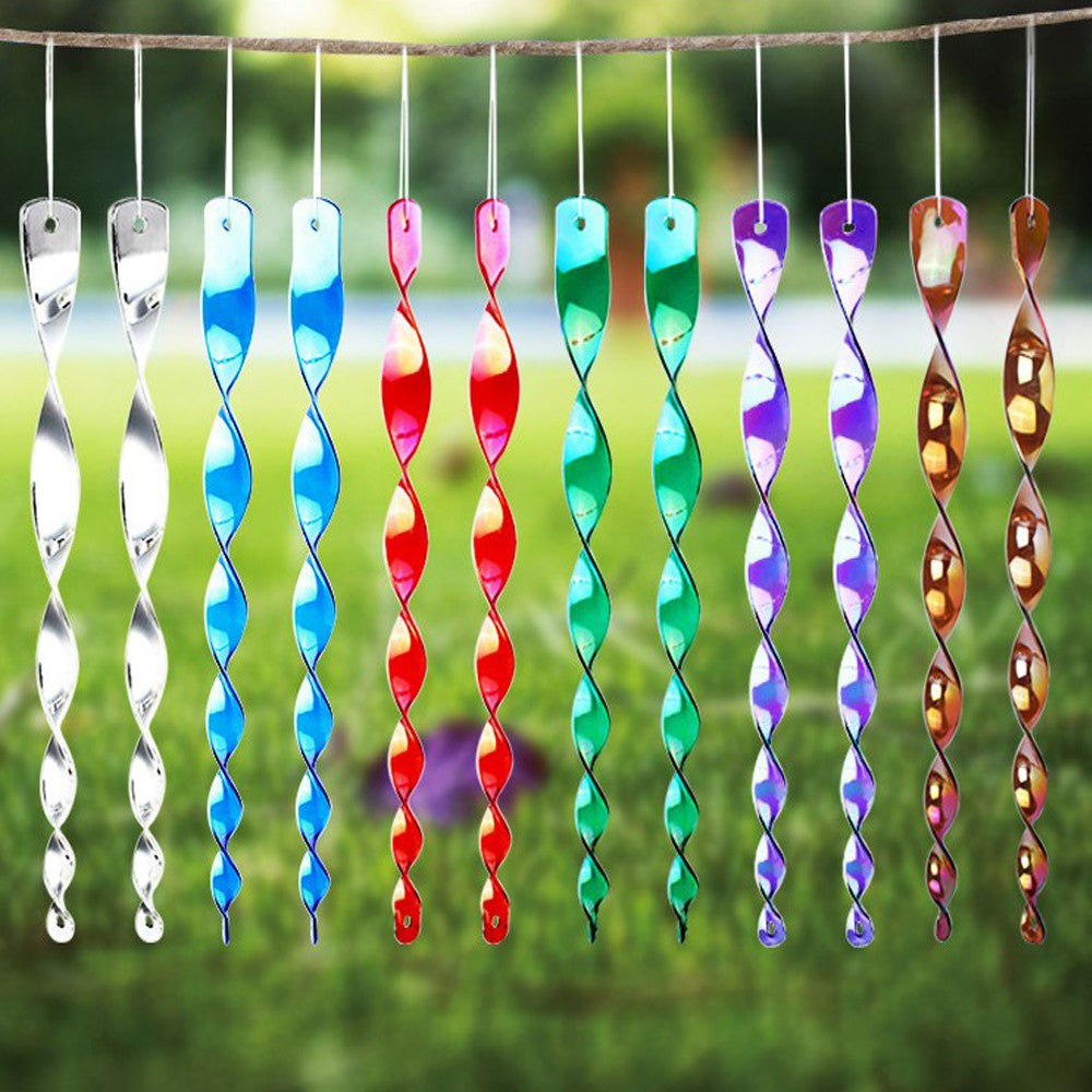 12Pcs Reflective Bird Repellent Bird Scare Rods Garden Hanging Decor Mixer Color