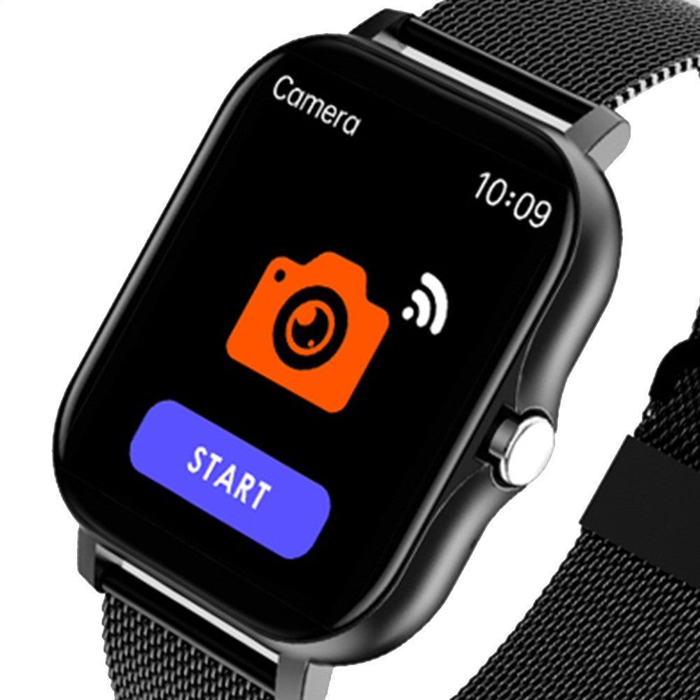 Bluetooth Smart Watch Heart Rate Monitor with Magnetic Charging Cable Black