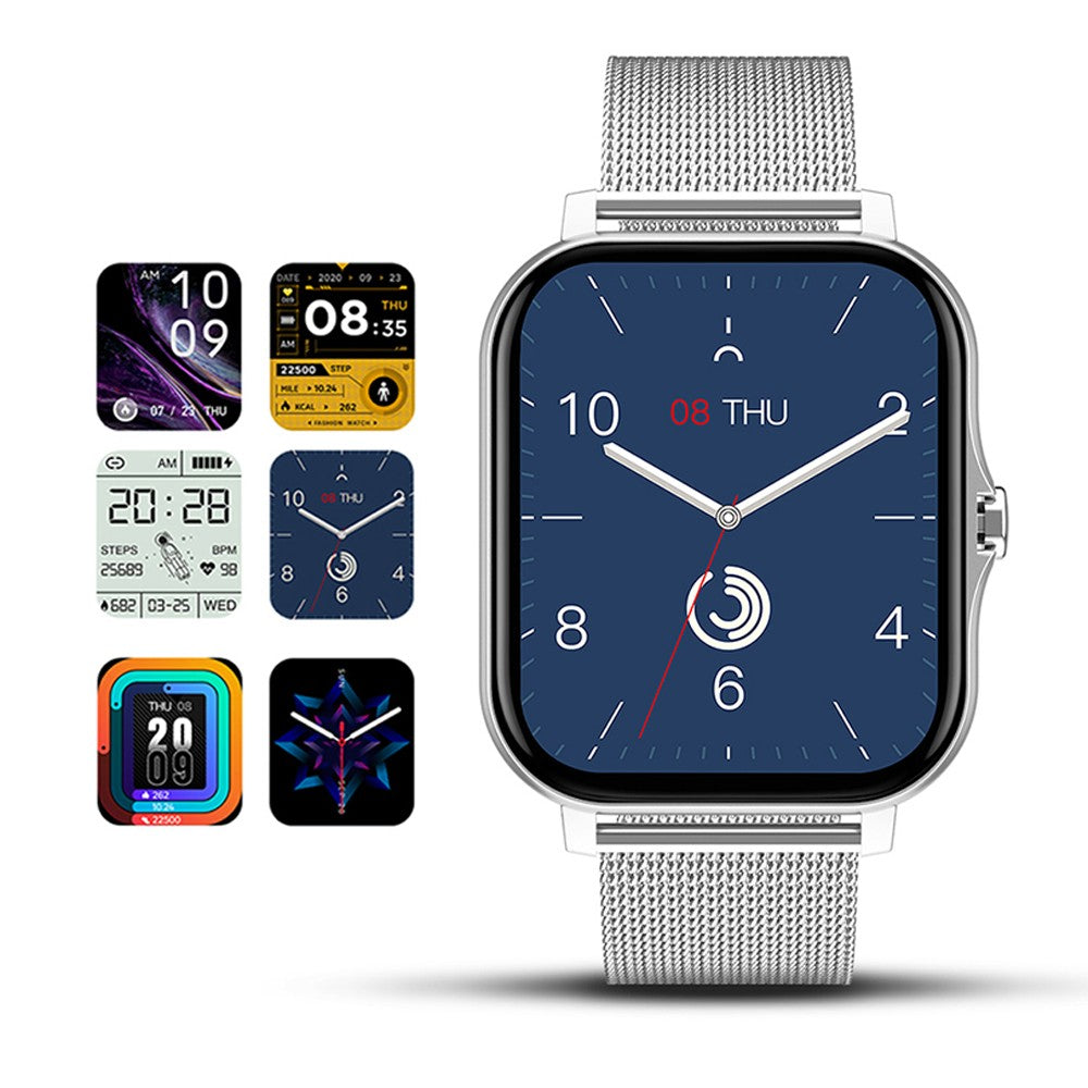Bluetooth Smart Watch Heart Rate Monitor with Magnetic Charging Cable Silver