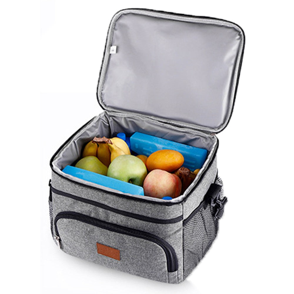 15L Insulated Lunch Bag Thermal Bag Food Container Cooler Bag Picnic Bag Grey