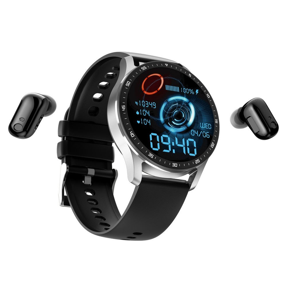 X7 Smart Watch Touch Screen Fitness Tracker with TWS Bluetooth Earphones Silver