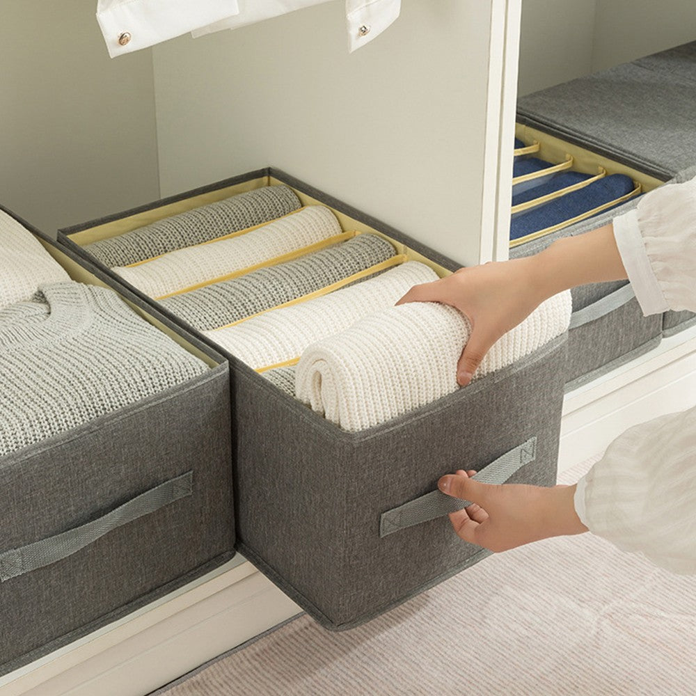 1Pc 6 Grids Storage Bag Clothes Jeans Pants Drawer Organizer Wardrobe Boxes