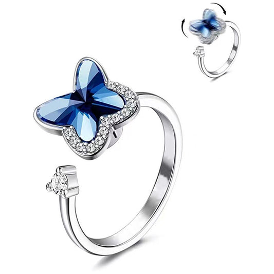 Adjustable Opening Ring Fidget Spinner Ring Stress Relief Ring Butterfly Style