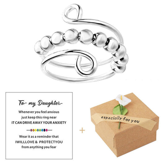 2Pcs Adjustable Fidget Beads Spinner Ring Stress Relief Opening Ring Style 3