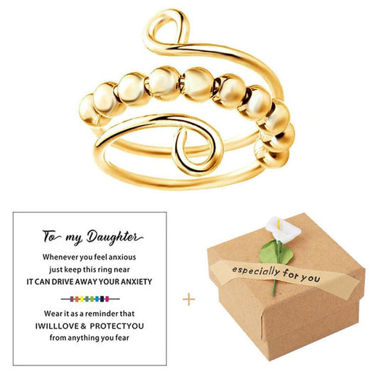 2Pcs Adjustable Fidget Beads Spinner Ring Stress Relief Opening Ring Style 4