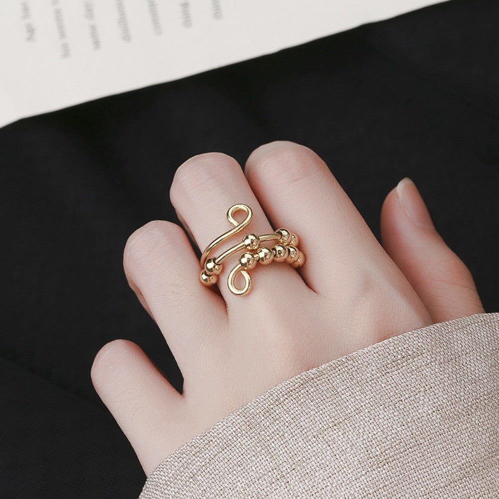 2Pcs Adjustable Fidget Beads Spinner Ring Stress Relief Opening Ring Style 4