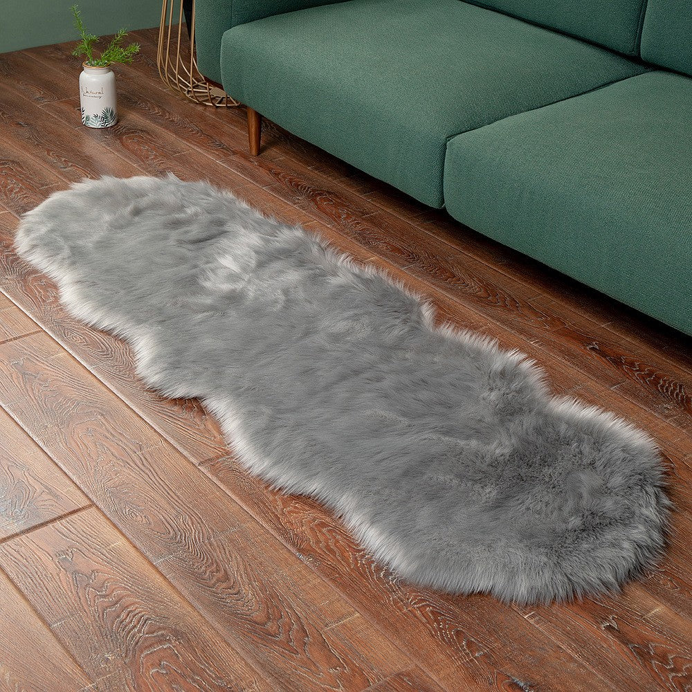 120x60cm Faux Fur Shaggy Area Rug Floor Mat Living Room Mat Bedroom Decor Grey