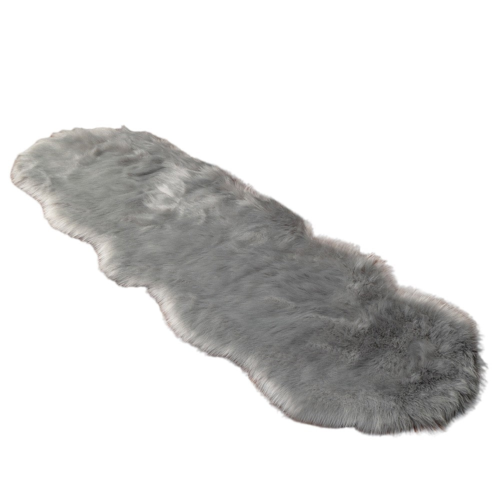 120x60cm Faux Fur Shaggy Area Rug Floor Mat Living Room Mat Bedroom Decor Grey