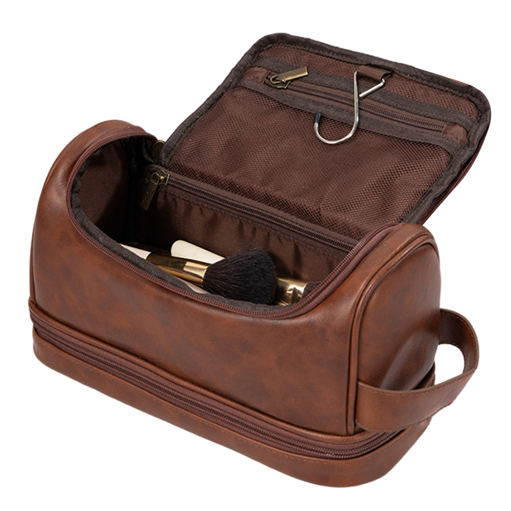 PU Leather Travel Makeup Bag Hanging Toiletry Bag Cosmetic Storage Organizer
