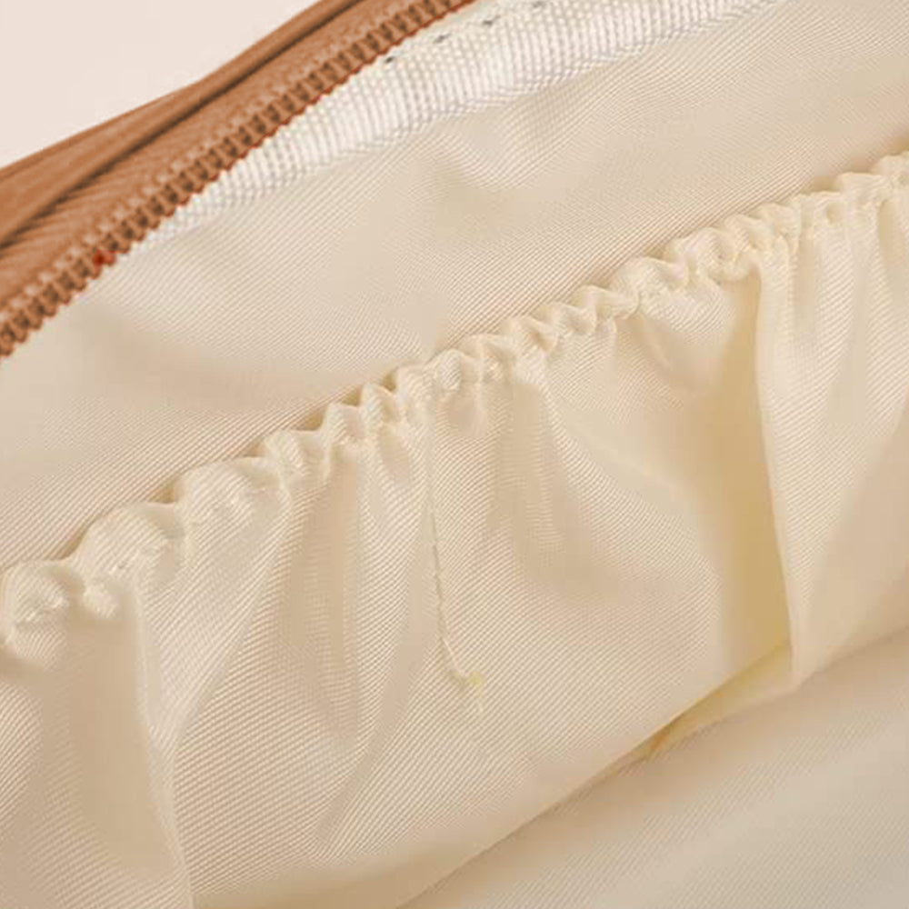 Double Zipper Travel Makeup Bag Cosmetic Bag Makeup Brushes Organizer Brown