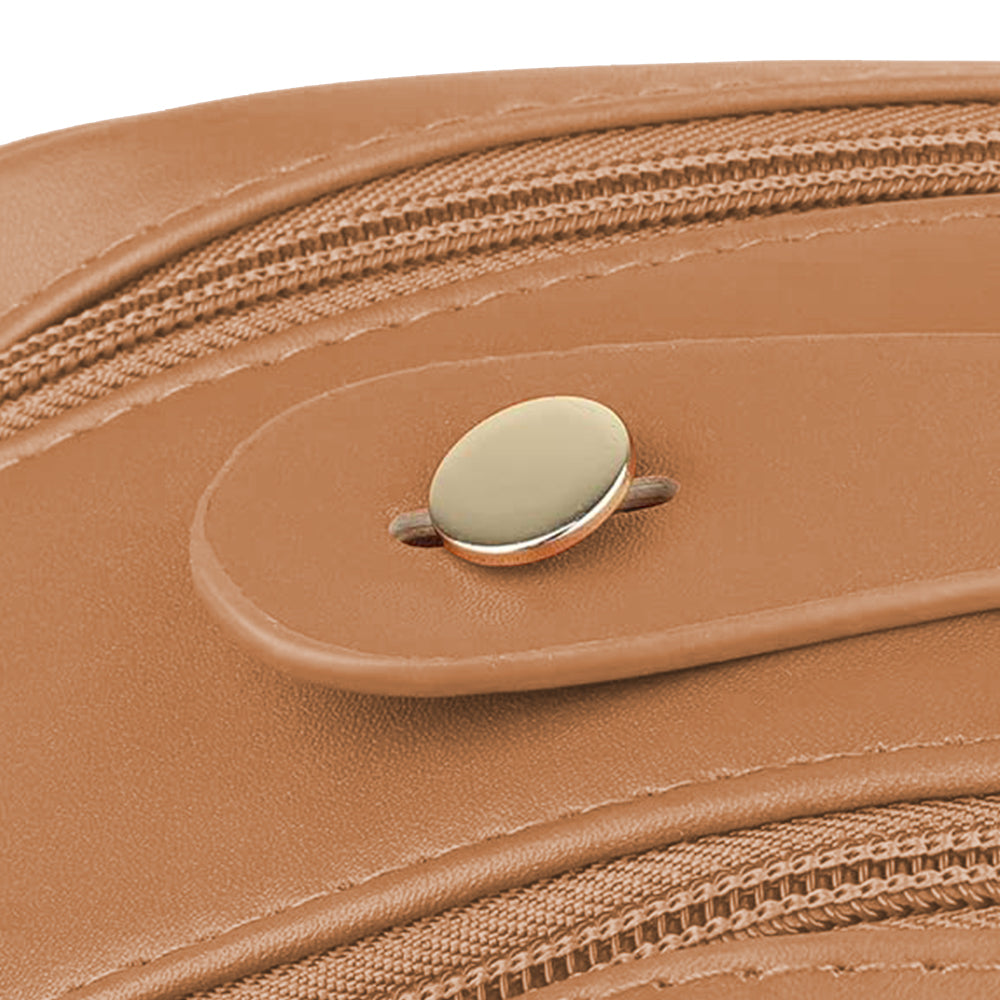 Double Zipper Travel Makeup Bag Cosmetic Bag Makeup Brushes Organizer Brown