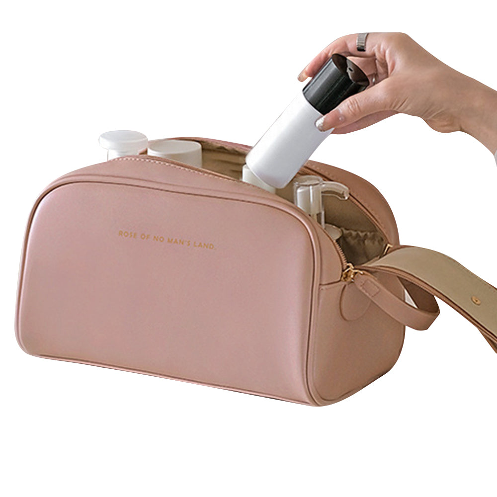 Double Zipper Travel Makeup Bag Cosmetic Bag Makeup Brushes Organizer Pink