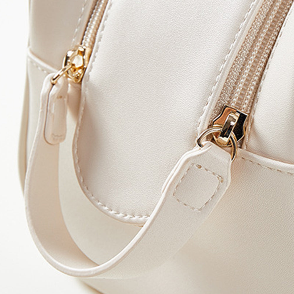 Double Zipper Travel Makeup Bag Cosmetic Bag Makeup Brushes Organizer White