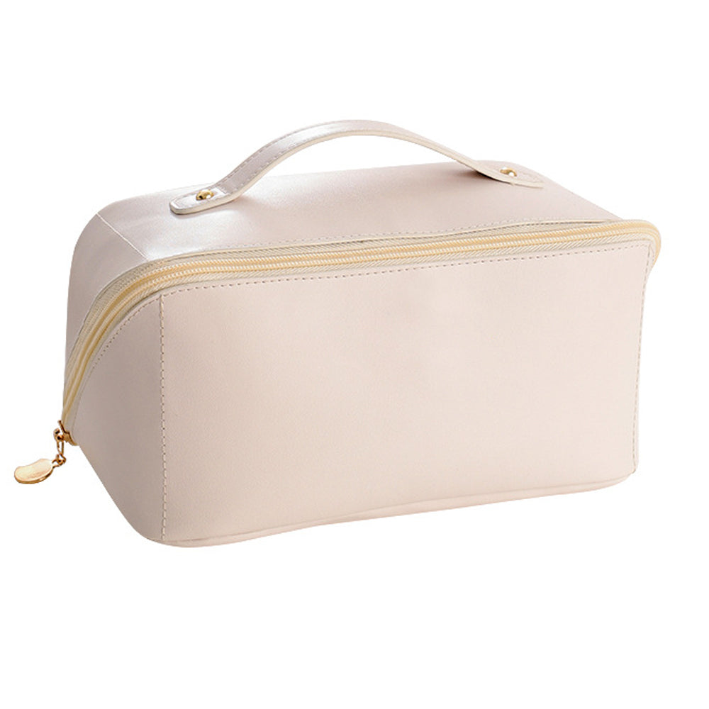 Travel Cosmetic Bag Large Capacity Makeup Brushes Bag Jewelry Organizer Beige