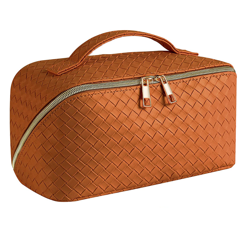 Large Capacity Travel Makeup Bag Cosmetic Organizer Makeup Brushes Bag Brown