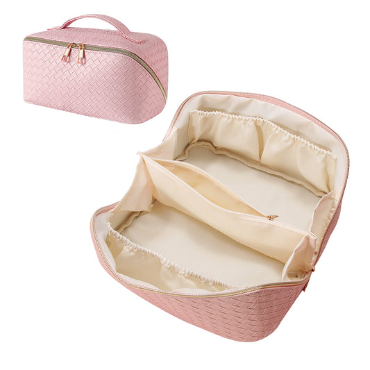 Large Capacity Travel Makeup Bag Cosmetic Organizer Makeup Brushes Bag Pink