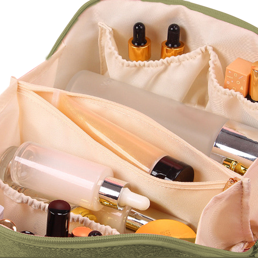 Tie Dye PU Leather Makeup Bag Travel Toiletry Bag Green