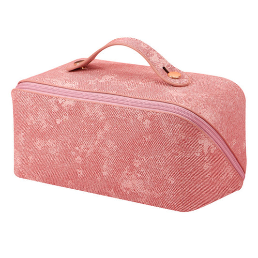 Tie Dye PU Leather Makeup Bag Travel Toiletry Bag Pink