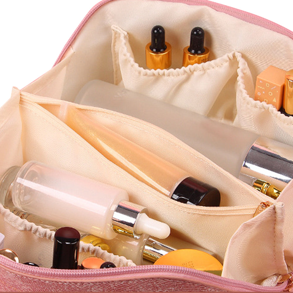 Tie Dye PU Leather Makeup Bag Travel Toiletry Bag Pink