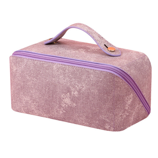 Tie Dye PU Leather Makeup Bag Travel Toiletry Bag Purple