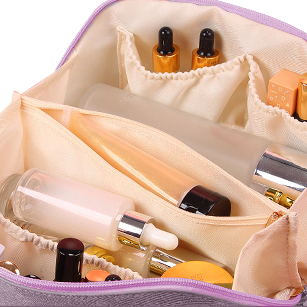 Tie Dye PU Leather Makeup Bag Travel Toiletry Bag Purple