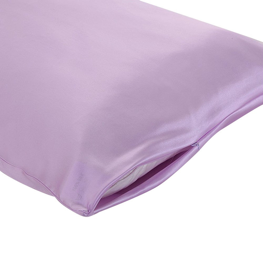 1Pc 48x74cm Both Sides 100% Mulberry Silk Pillowcase with Hidden Zipper Purple