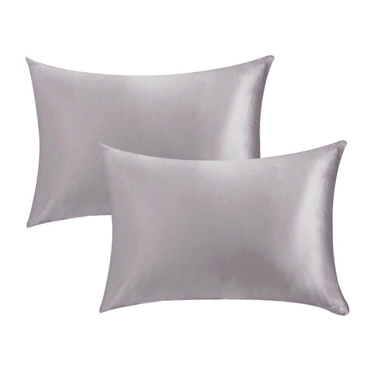 2Pcs 48x74cm Both Sides 100% Mulberry Silk Pillowcase with Hidden Zipper Grey