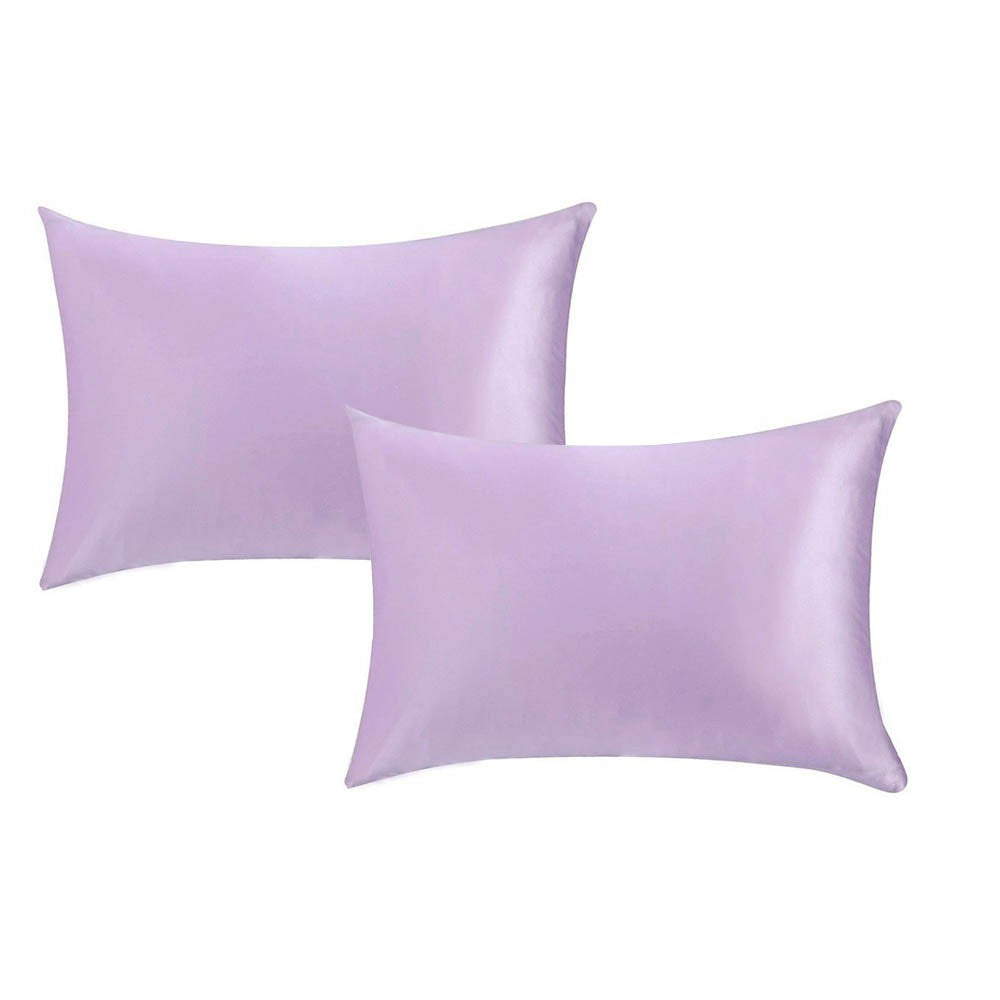 2Pcs 48x74cm Both Sides 100% Mulberry Silk Pillowcase with Hidden Zipper Purple
