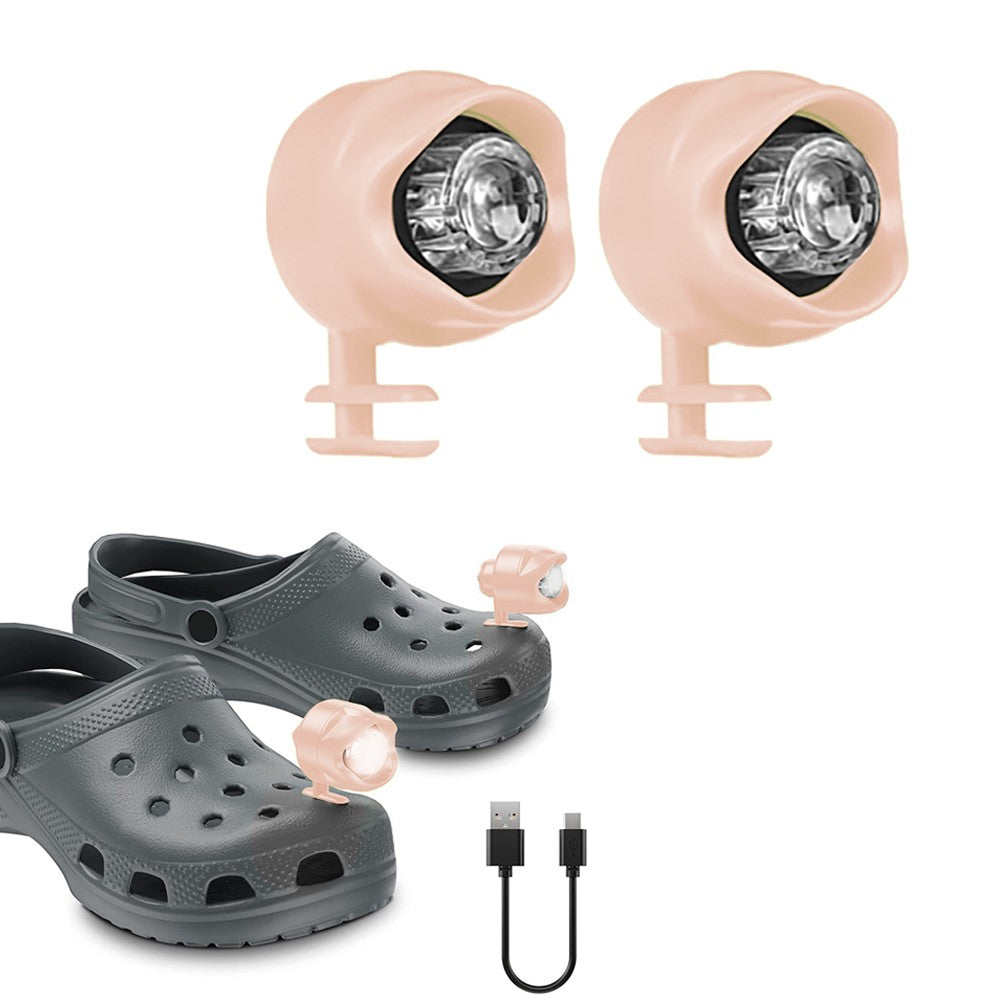 2Pcs Croc Headlights Clogs Light Charms 3 Lighting Modes Shoes Lights - Pink
