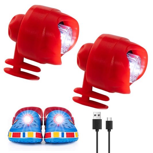 2Pcs Croc Headlights Clogs Light Charms 3 Lighting Modes Shoes Lights Red